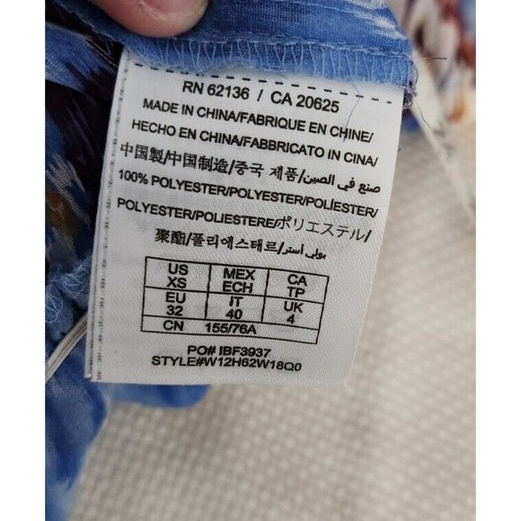 GUESS Blouse Top Size XS Ikat Aztec Colorful Cold Shoulder Short Sleeve Sheer - Picture 9 of 11